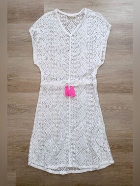 Egg New York Girls Crochet Swim Cover-Up Dress